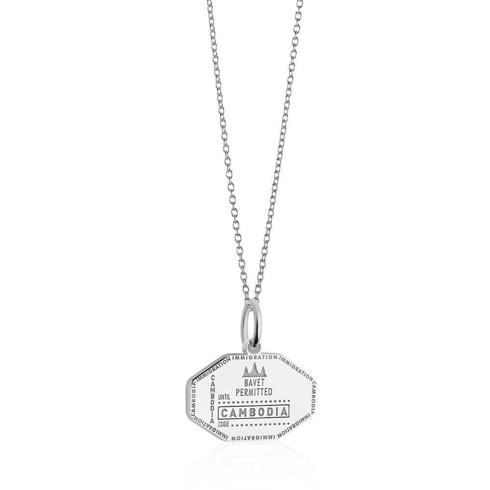 Sterling Silver Travel Charm, Cambodia Passport Stamp - JET SET CANDY  (1720200298554)