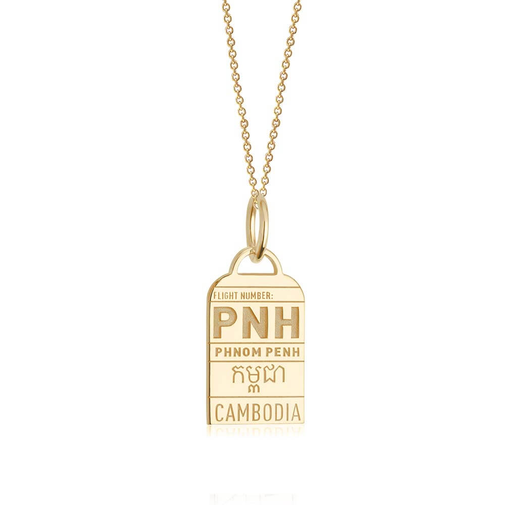 Gold Cambodia Charm, PNH Phnom Penh Luggage Tag - JET SET CANDY  (1720180736058)
