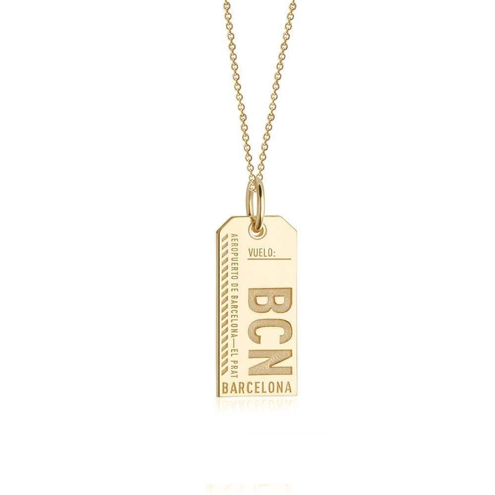 Gold Vermeil Spain Charm, BCN Barcelona Luggage Tag - JET SET CANDY  (1720180080698)