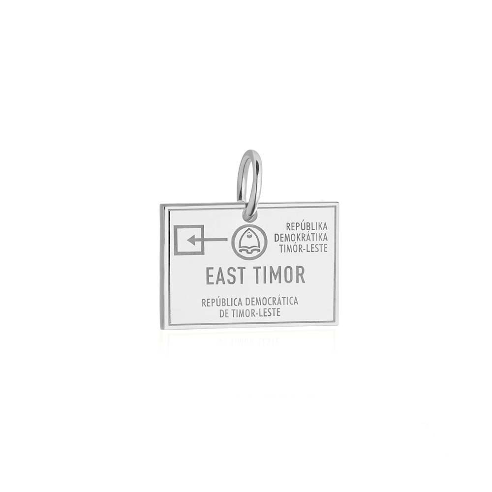 Sterling Silver Charm, Timor-Leste Passport Stamp (SHIPS JULY) - JET SET CANDY (1720200069178)