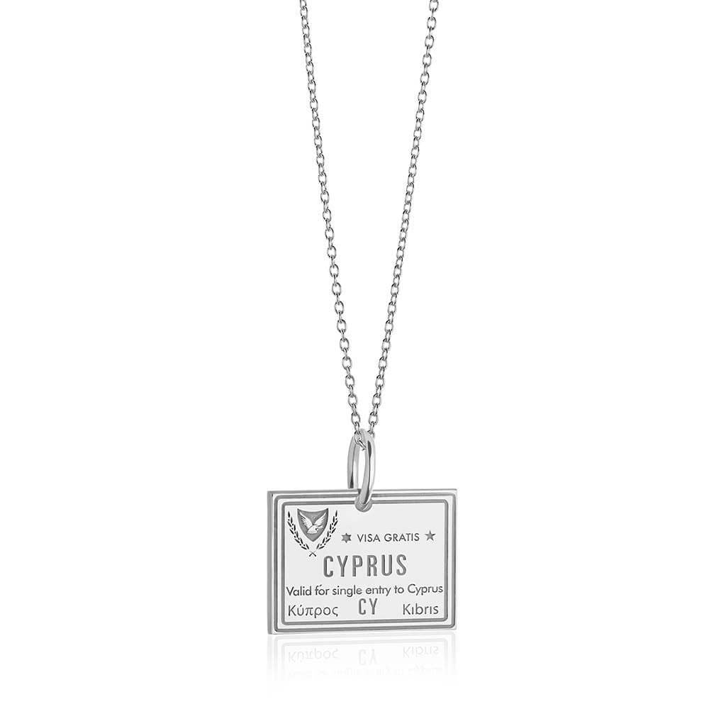 Sterling Silver Travel Charm, Cyprus Passport Stamp - JET SET CANDY  (1720202100794)