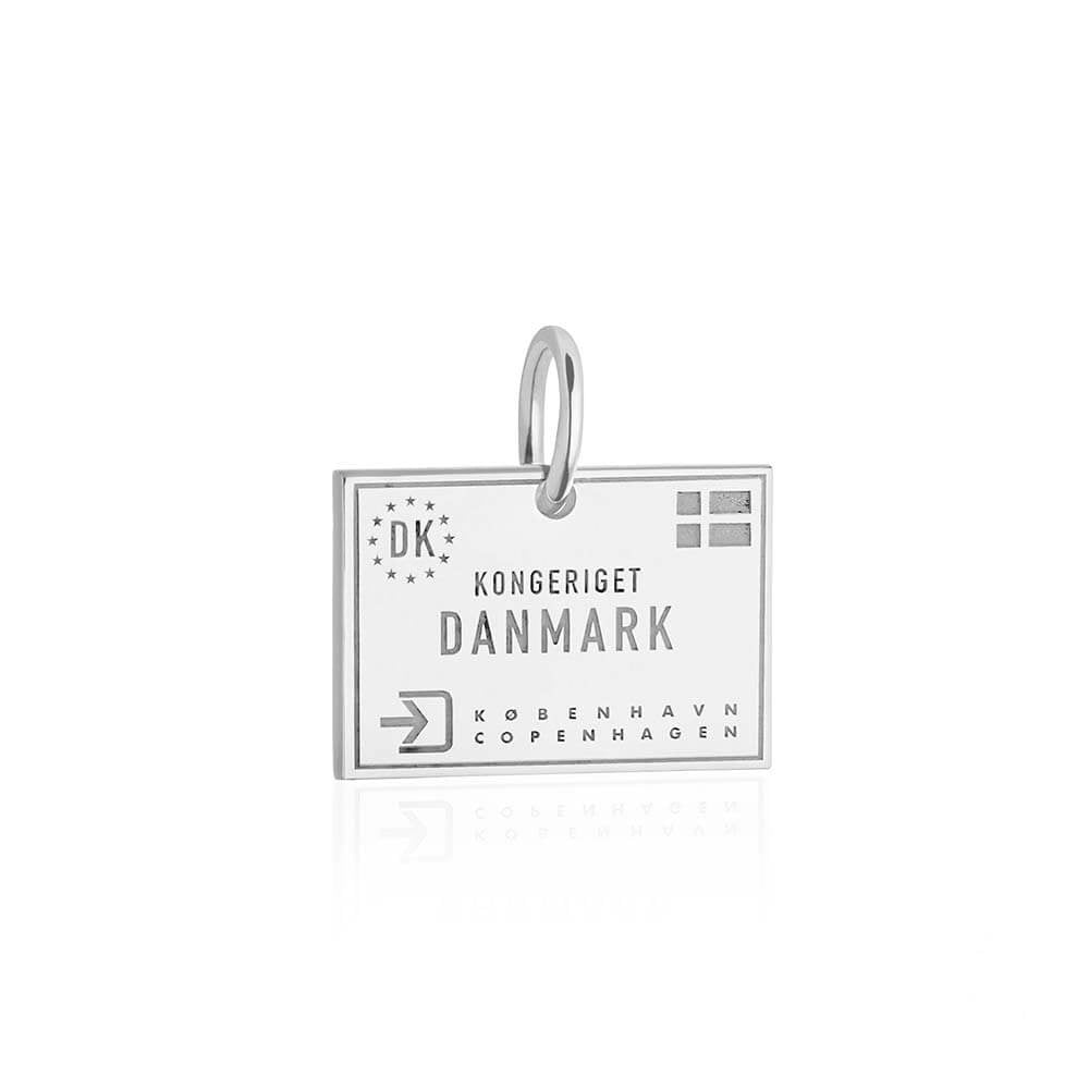 Sterling Silver Travel Charm, Denmark Passport Stamp - JET SET CANDY (1720202231866)