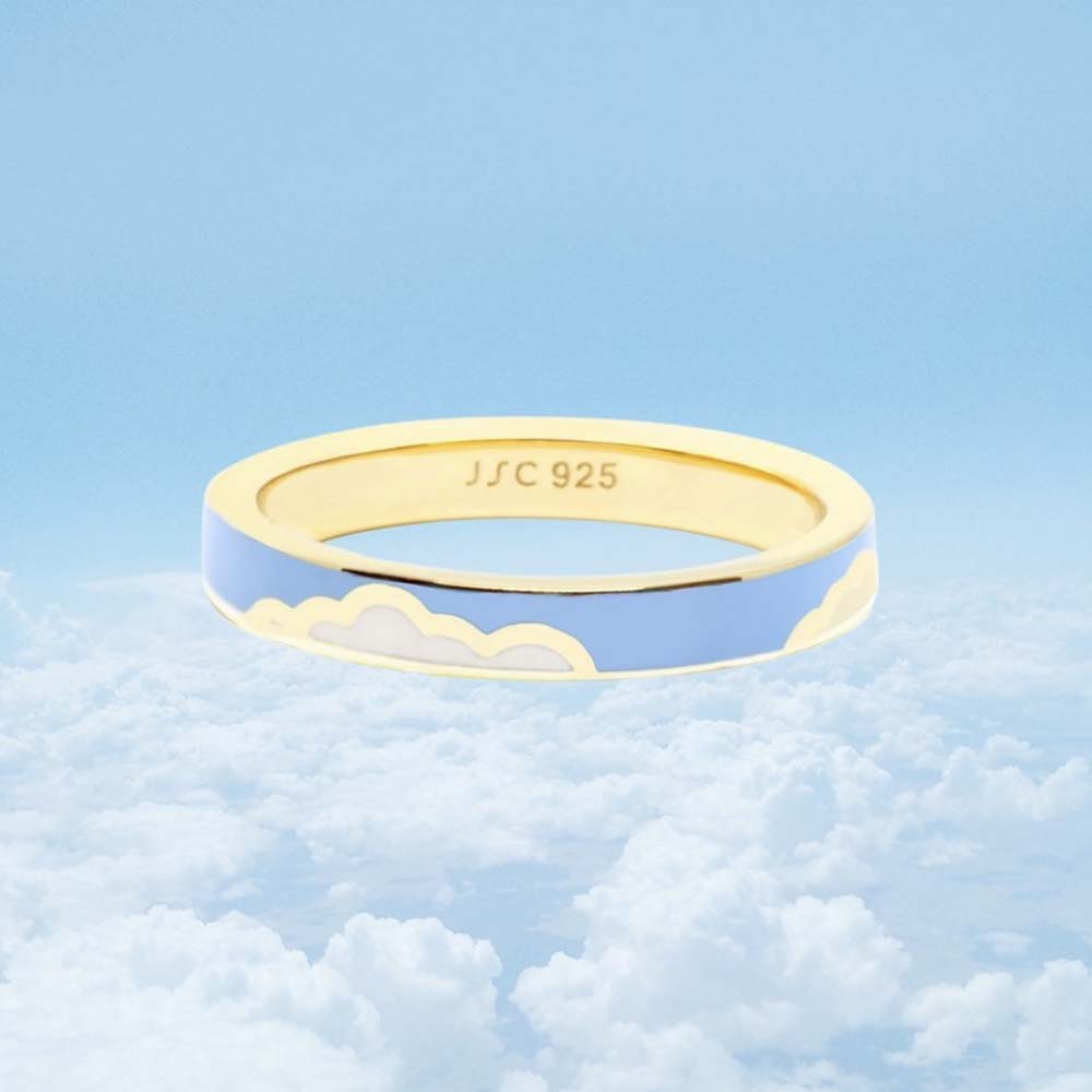 Gold Cloud Ring, Blue Enamel - JET SET CANDY (6080810418360)