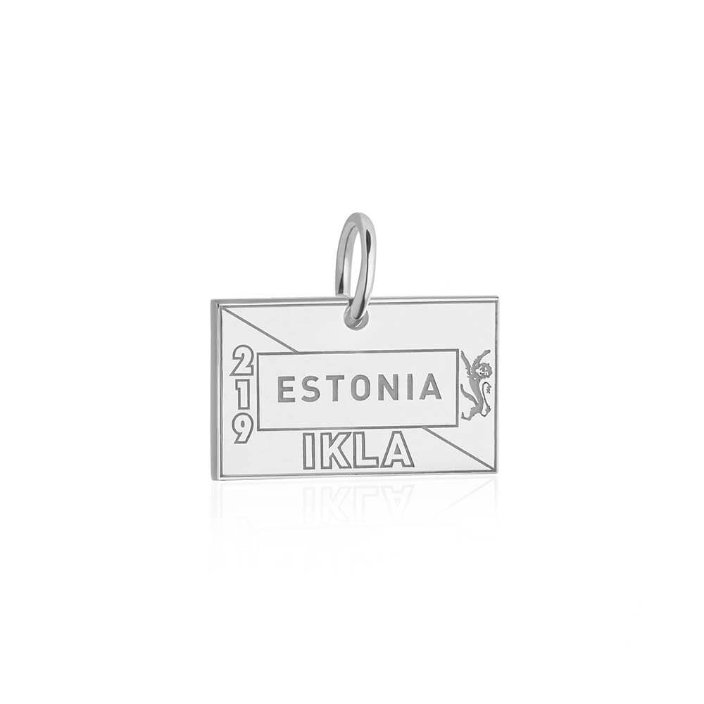 Sterling Silver Travel Charm, Estonia Passport Stamp (SHIPS JUNE) - JET SET CANDY (1720205770810)