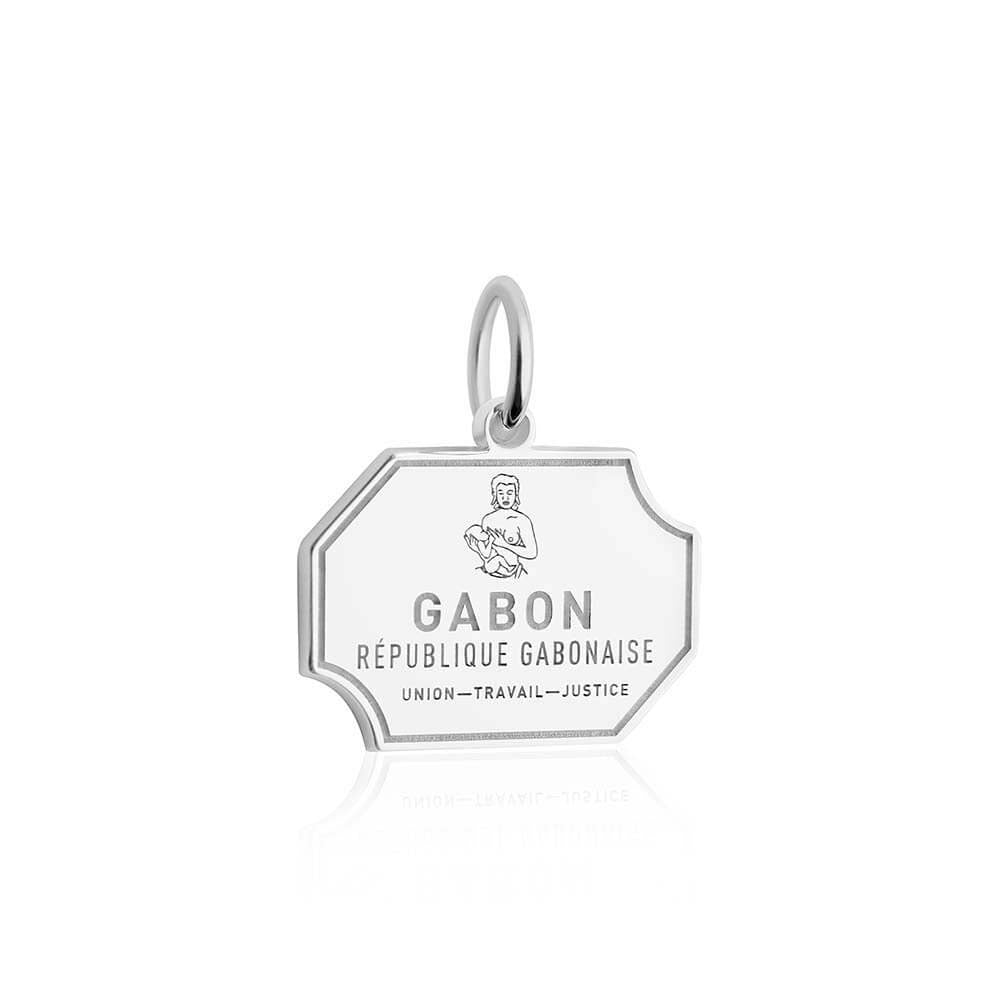 Sterling Silver Travel Charm, Gabon Passport Stamp - JET SET CANDY (1720205901882)