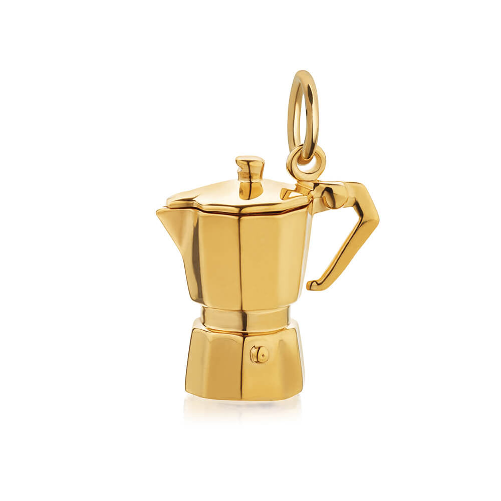 Solid Gold Espresso Coffee Pot Charm - JET SET CANDY (6961453170872)