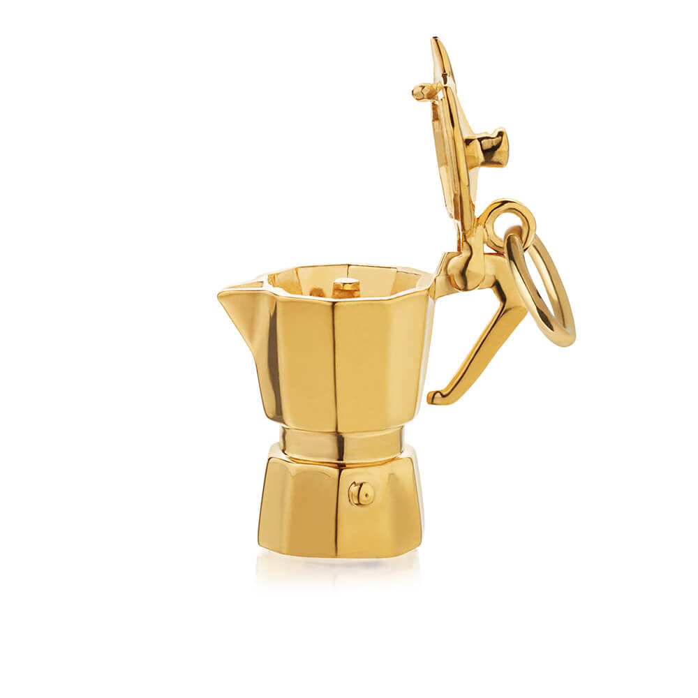 Solid Gold Espresso Coffee Pot Charm - JET SET CANDY (6961453170872)