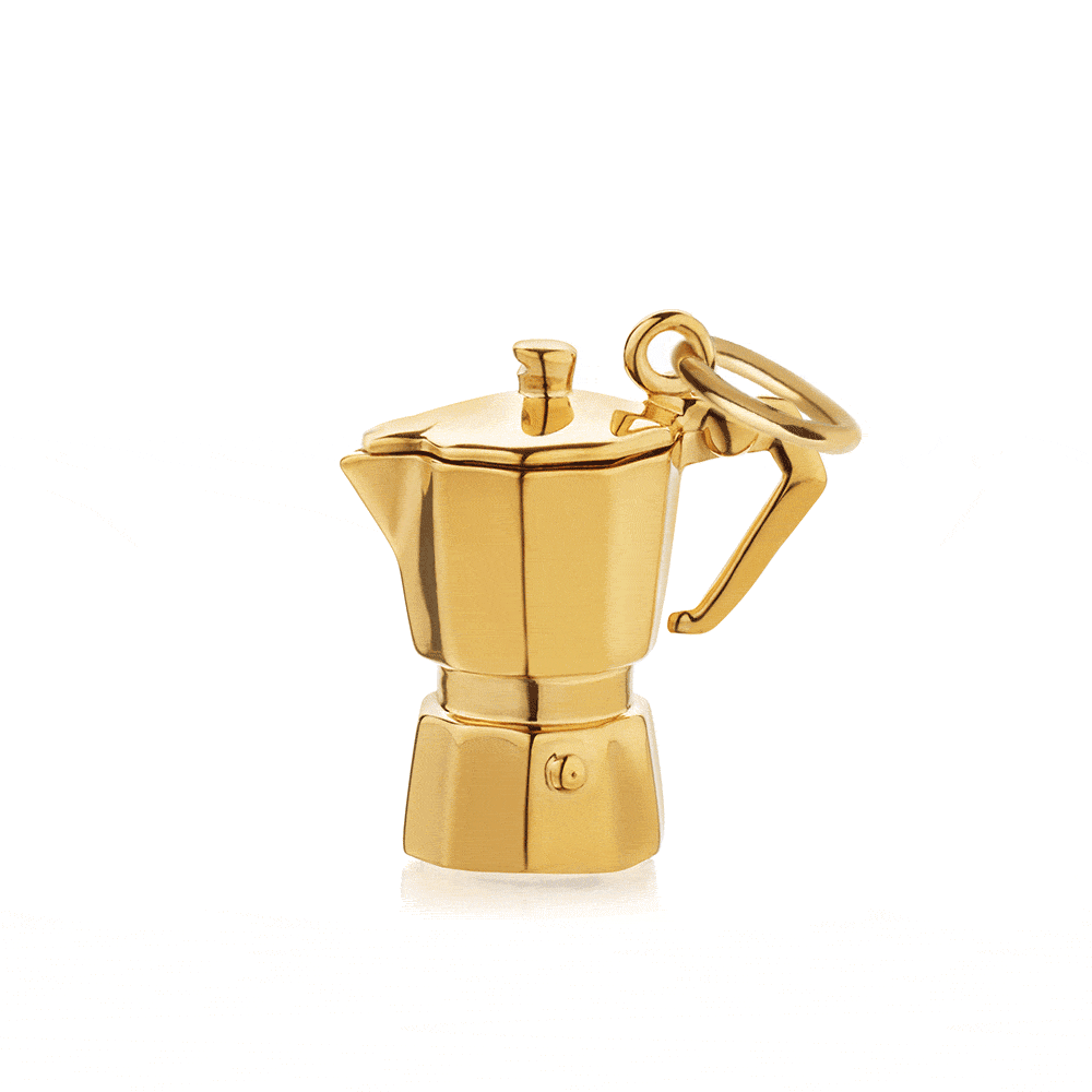 Solid Gold Espresso Coffee Pot Charm - JET SET CANDY (6961453170872)