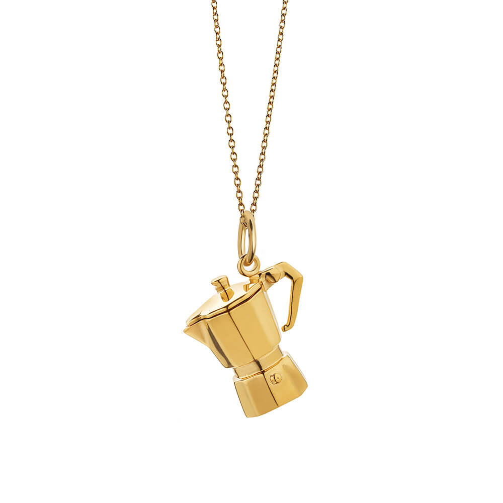 Solid Gold Espresso Coffee Pot Charm - JET SET CANDY (6961453170872)