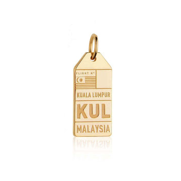 Kuala Lumpur Malaysia KUL Luggage Tag Charm Solid Gold