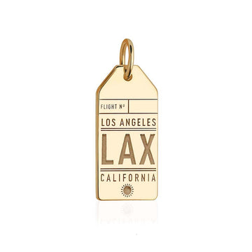 Los Angeles California USA LAX Luggage Tag Charm Gold