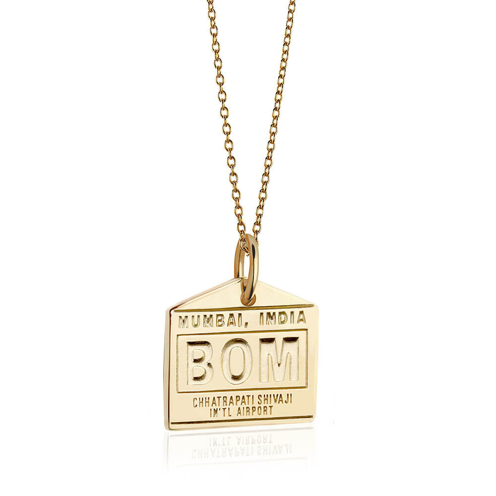 Gold India Charm, BOM Mumbai Luggage Tag (1720189321274)
