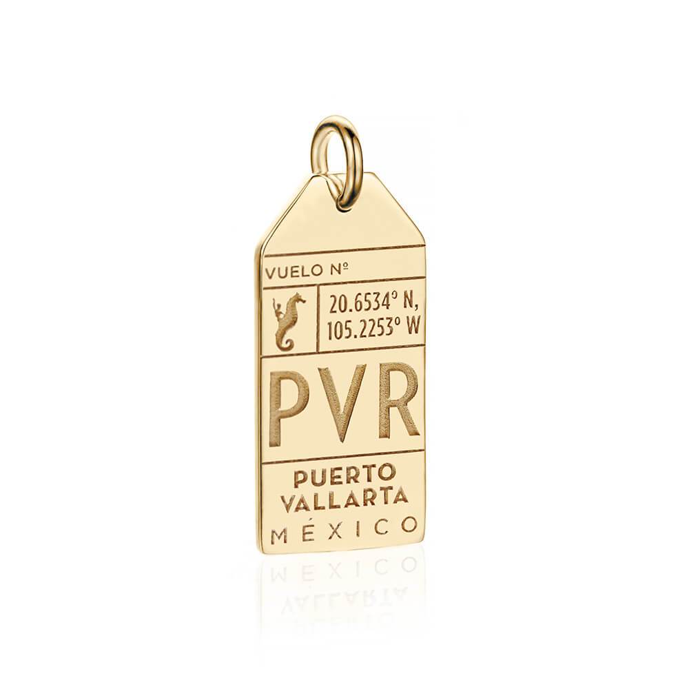 Puerto Vallarta Mexico PVR Luggage Tag Charm Solid Gold JET SET CANDY