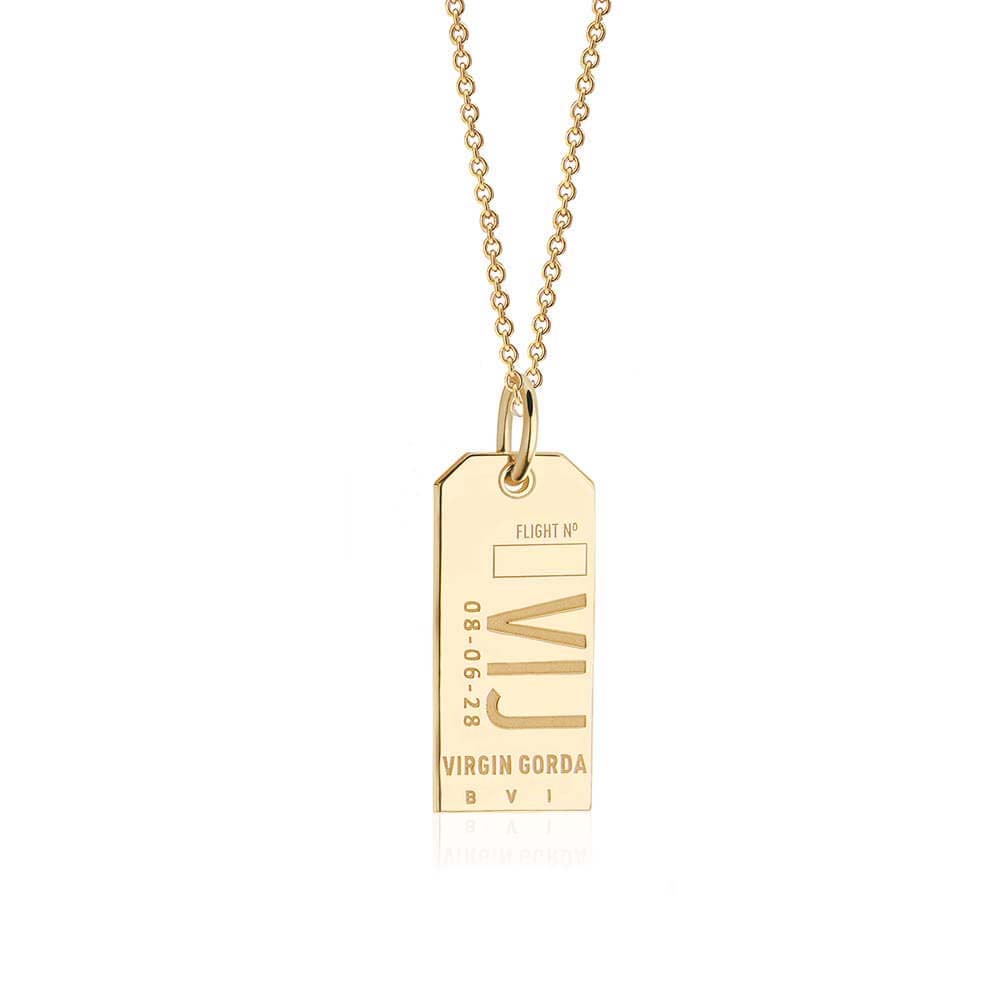Gold Caribbean Charm, VIJ Virgin Gorda Luggage Tag - JET SET CANDY  (1720187682874)