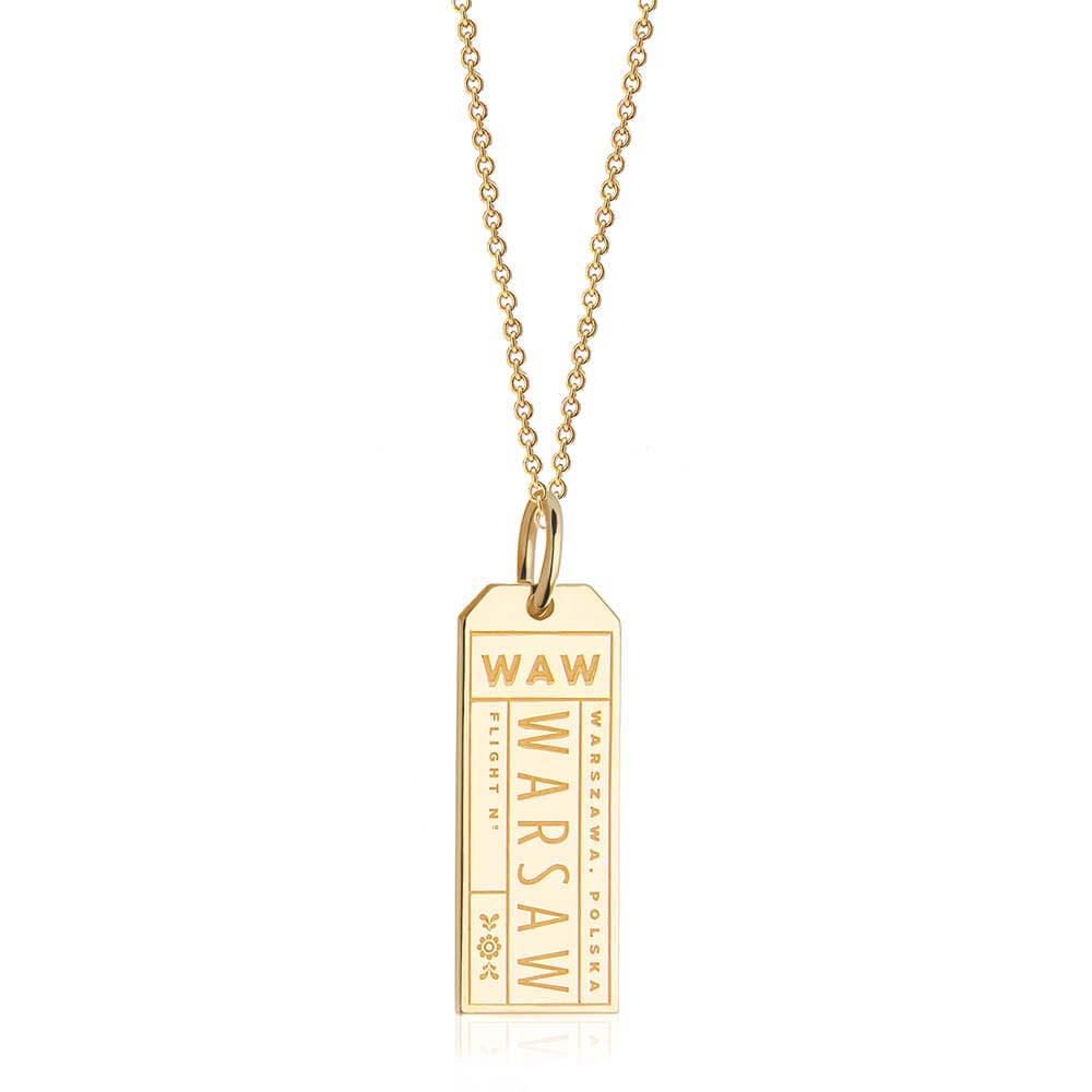 Gold Vermeil Poland Charm, WAW Warsaw Luggage Tag - JET SET CANDY  (1720186044474)