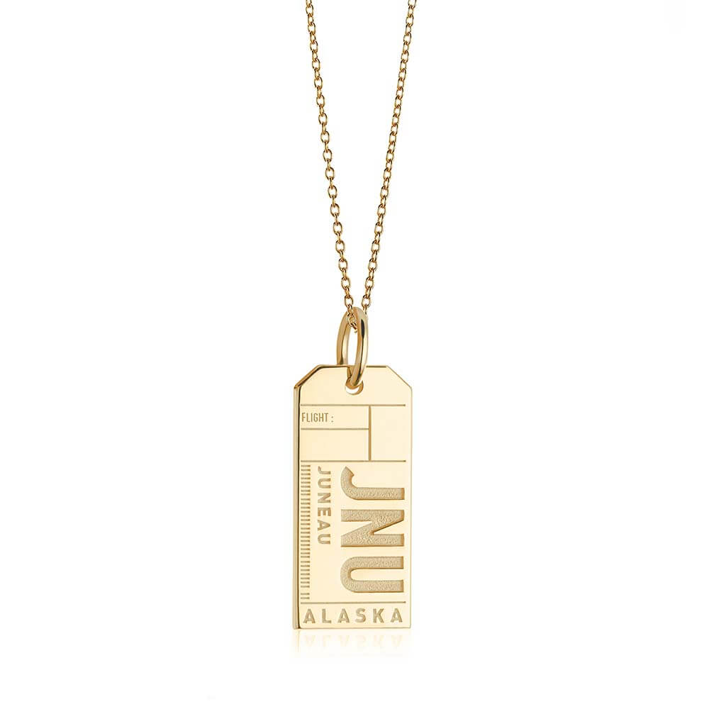 Gold Travel Charm, JNU Juneau, Alaska Luggage Tag - JET SET CANDY  (1720181325882)