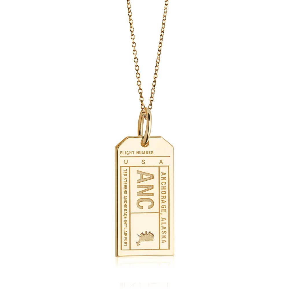 Gold USA Charm, ANC Anchorage, Alaska Luggage Tag - JET SET CANDY  (1720181915706)