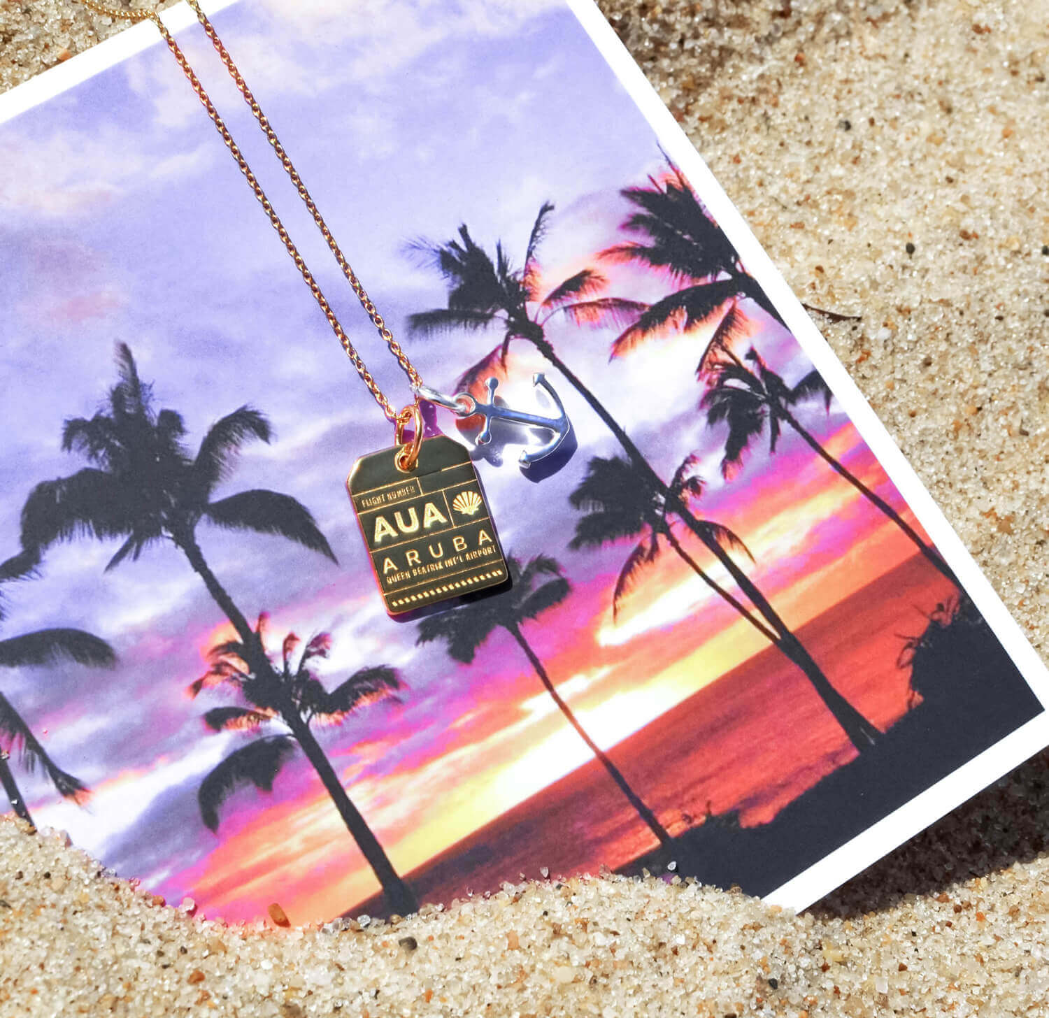 Gold Caribbean Charm, AUA Aruba Luggage Tag - JET SET CANDY  (1720194695226)