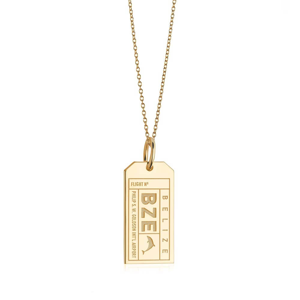Gold Travel Charm, BZE Belize Luggage Tag - JET SET CANDY  (1720189976634)