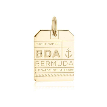Bermuda Caribbean BDA Luggage Tag Charm Solid Gold
