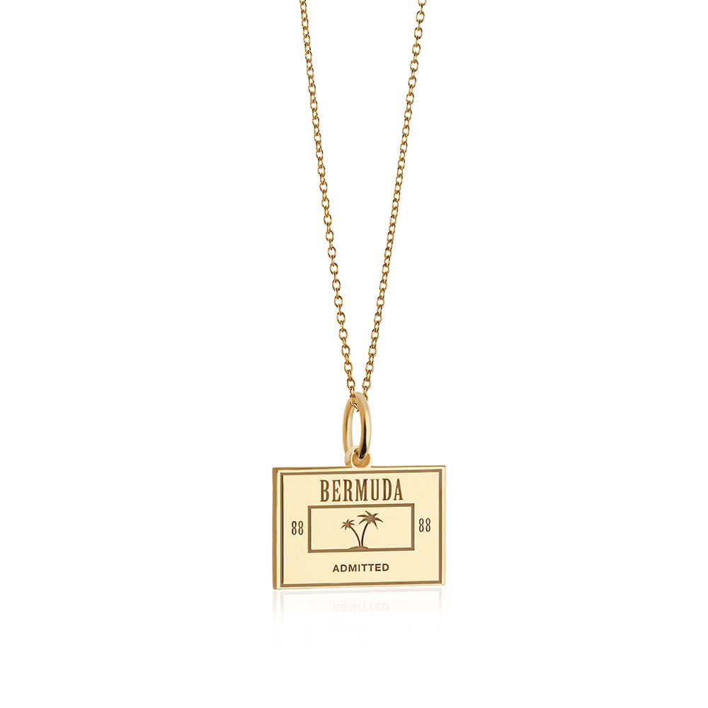 Solid Gold Bermuda Passport Stamp Charm - JET SET CANDY (6930091638968)