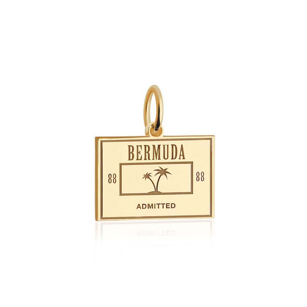 Solid Gold Bermuda Passport Stamp Charm - JET SET CANDY (6930091638968)