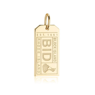 Block Island Rhode Island USA BID Luggage Tag Charm Gold