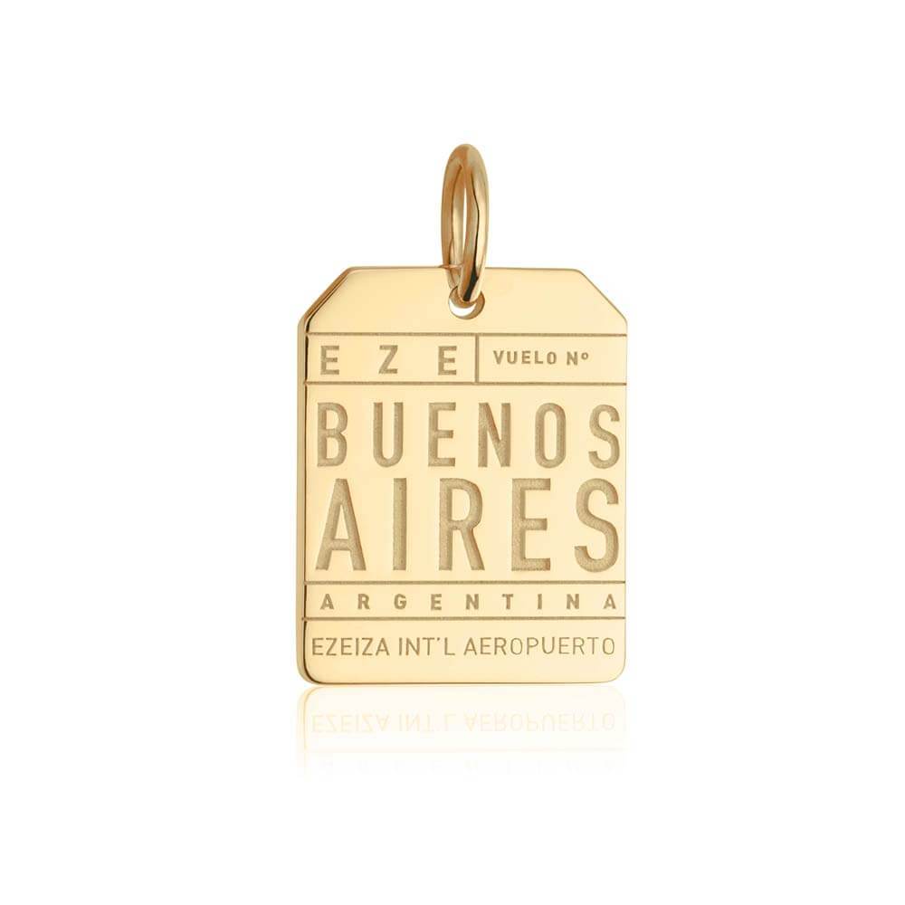 Solid Gold Travel Charm, EZE Buenos Aires Luggage Tag - JET SET CANDY  (1720196038714)
