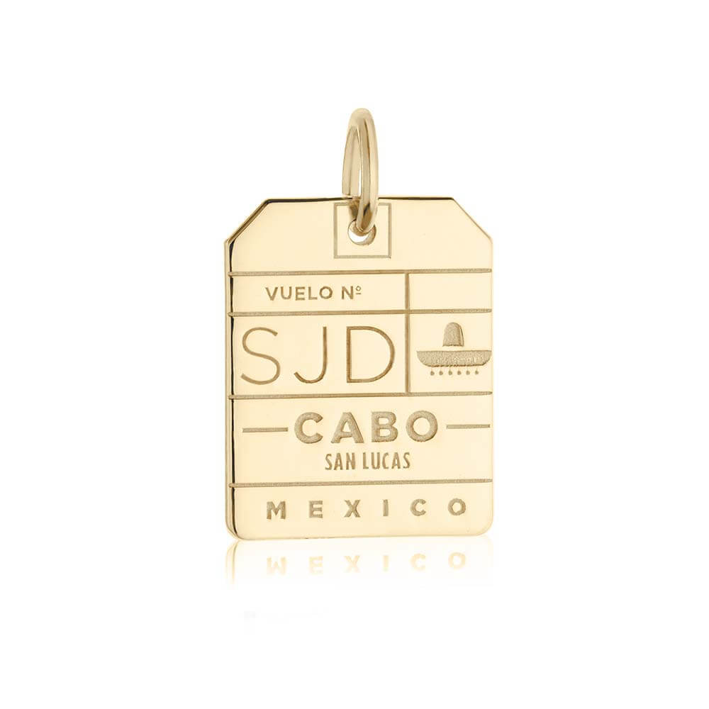 Solid Gold SJD Los Cabos Luggage Tag Charm (Ships Nov.) (6571813798072)