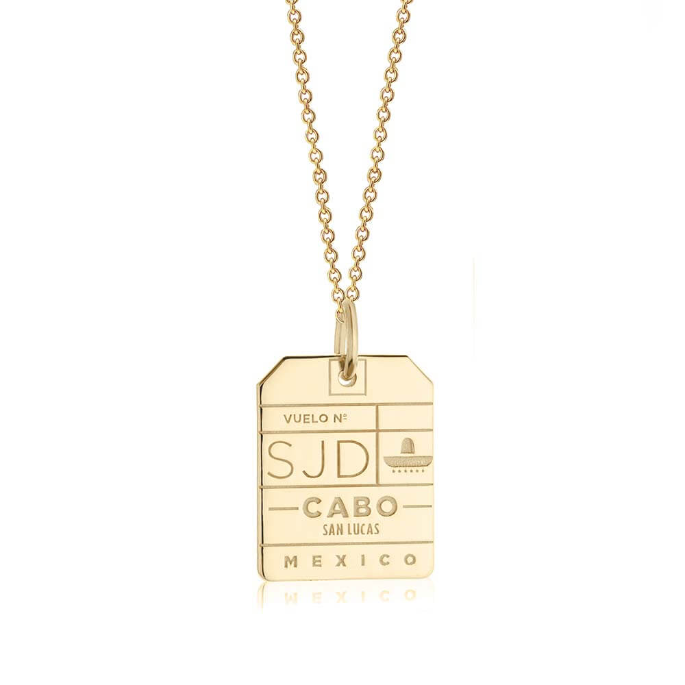Solid Gold SJD Los Cabos Luggage Tag Charm (Ships Nov.) (6571813798072)