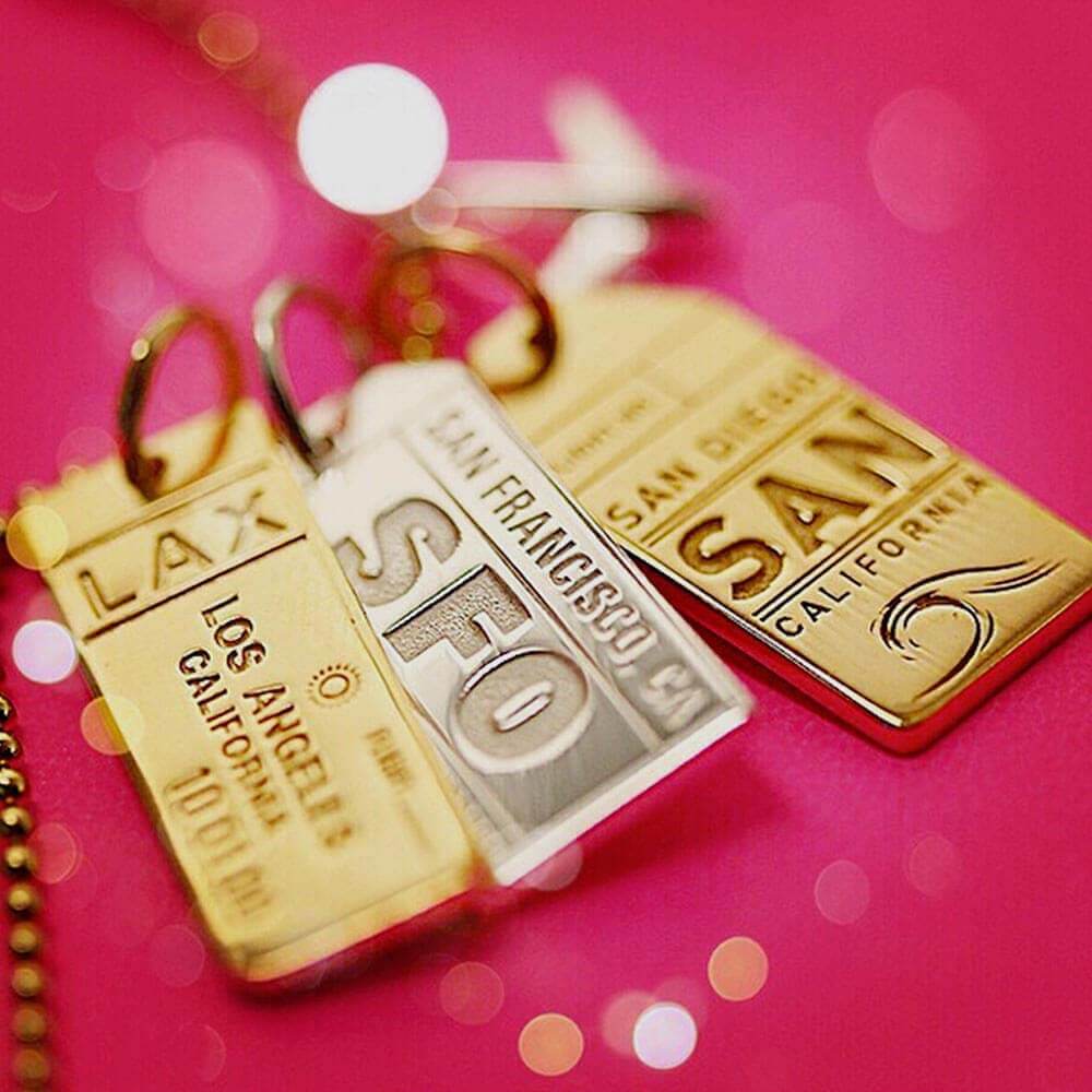 Silver California Charm, SFO San Francisco Luggage Tag - JET SET CANDY (2484277313594)