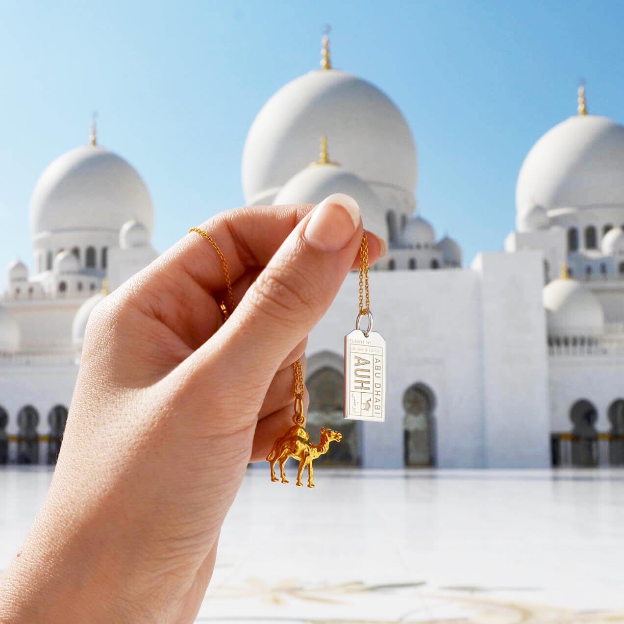 Silver Middle East Charm, AUH Abu Dhabi Luggage Tag - JET SET CANDY  (2283893325882)