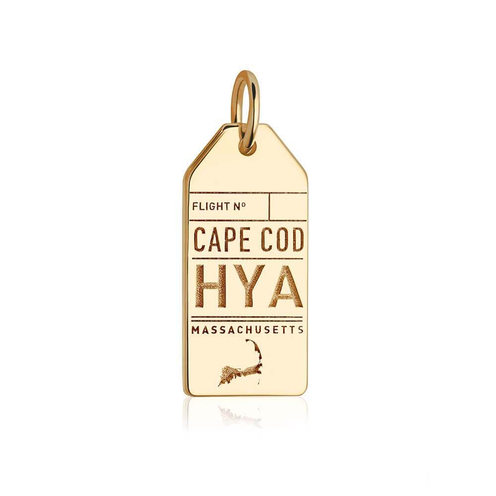 Solid Gold Cape Cod Charm, HYA Luggage Tag - JET SET CANDY  (1720188076090)