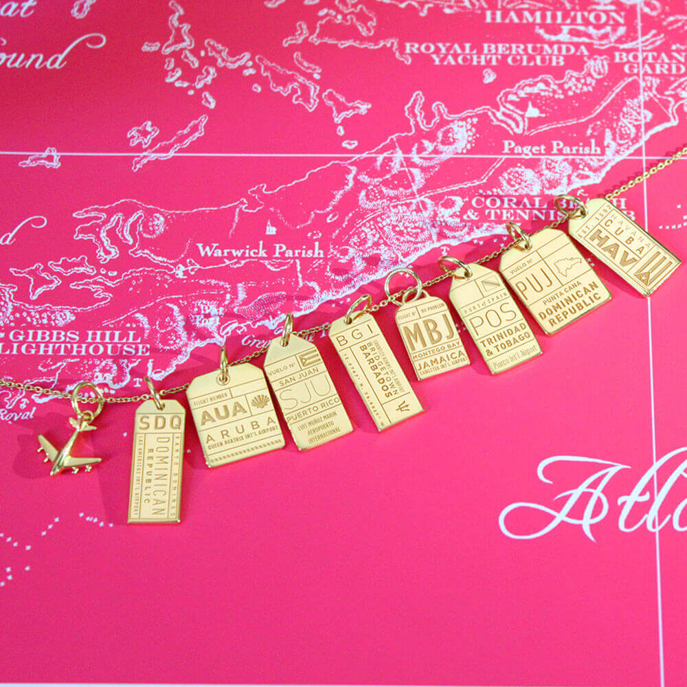 Gold Travel Charm, POS Trinidad and Tobago Luggage Tag - JET SET CANDY  (1720194138170)