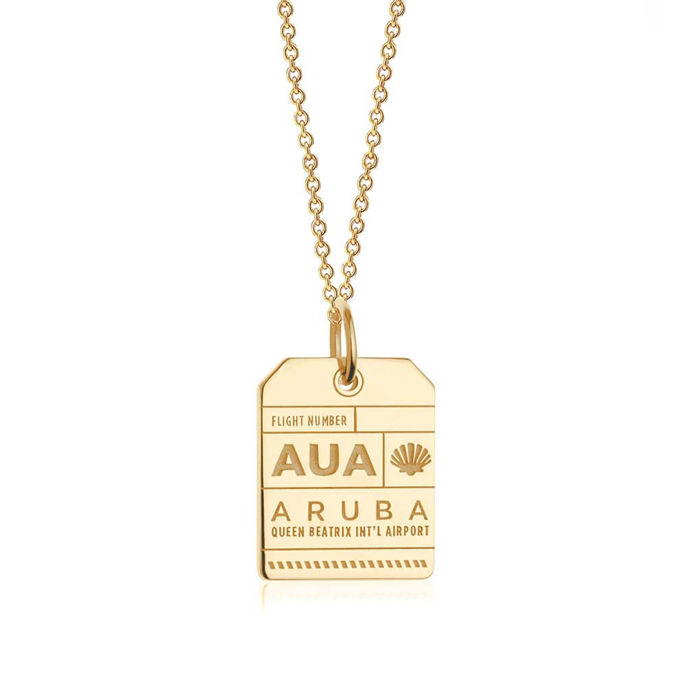 Gold Caribbean Charm, AUA Aruba Luggage Tag - JET SET CANDY  (1720194695226)