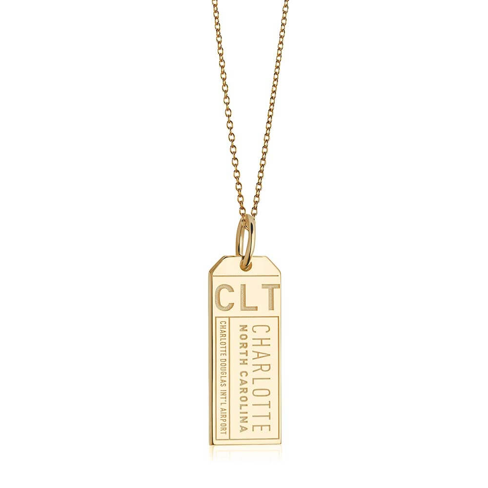 Solid Gold CLT Charlotte Luggage Tag Charm (6587906785464)