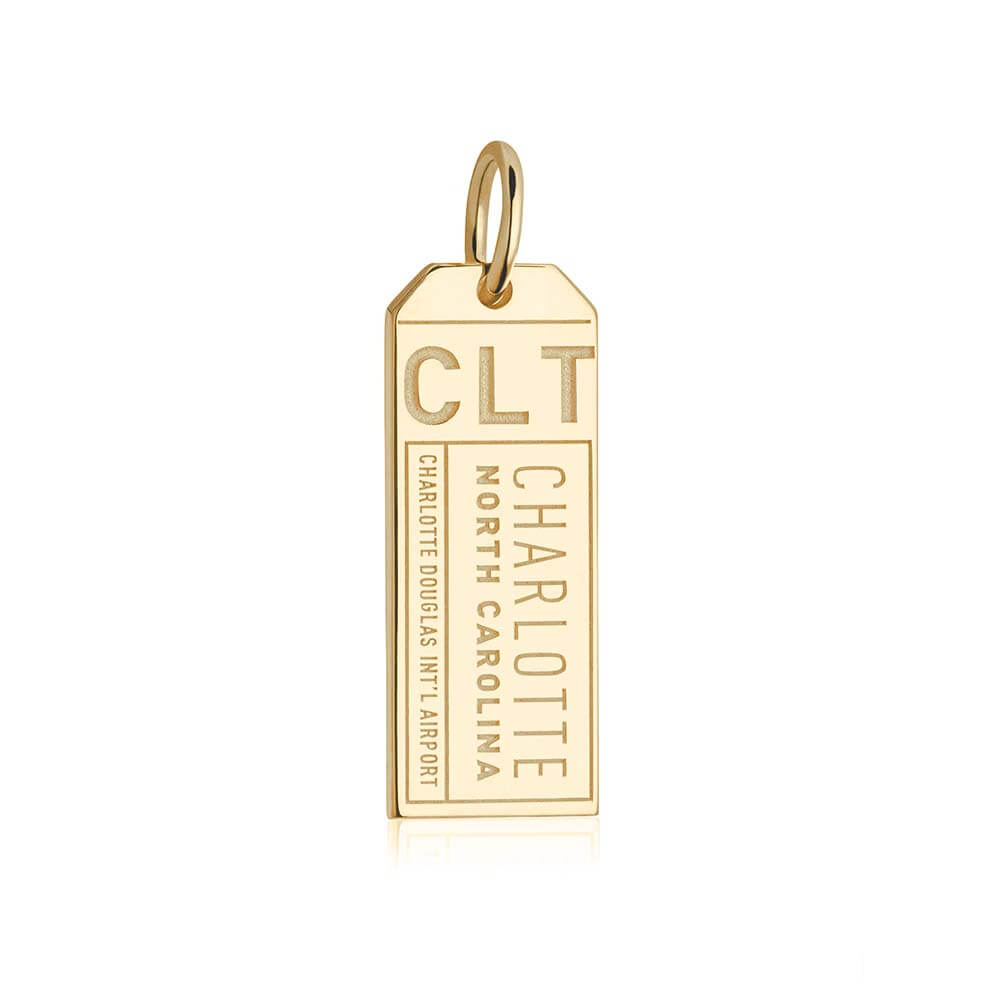 Solid Gold CLT Charlotte Luggage Tag Charm (6587906785464)