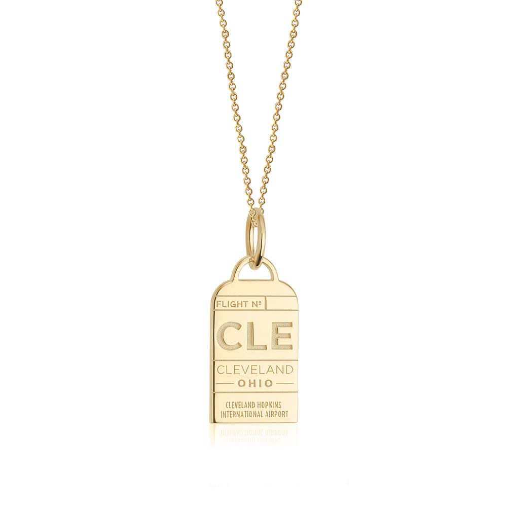 Gold Cleveland, Ohio CLE Luggage Tag Charm - JET SET CANDY  (2457735626810)