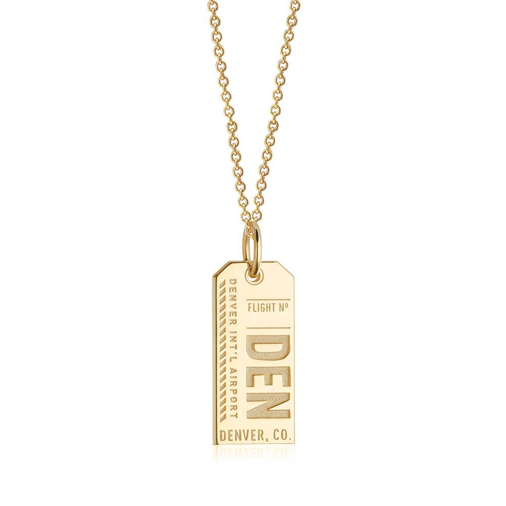 Gold USA Charm, DEN Denver, Colorado Luggage Tag - JET SET CANDY  (1720182505530)