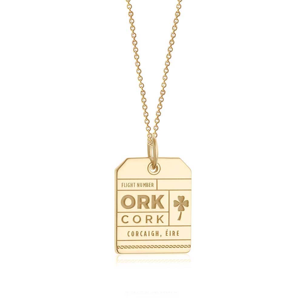 Gold Vermeil Ireland Charm, ORK Cork Luggage Tag - JET SET CANDY  (1720195153978)