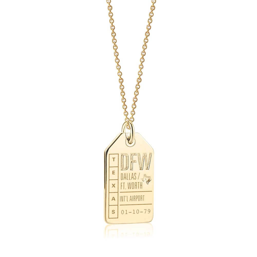 Gold Vermeil Dallas Charm, DFW Luggage Tag - JET SET CANDY  (2335384895546)