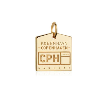 Copenhagen Denmark CPH Luggage Tag Charm Solid Gold