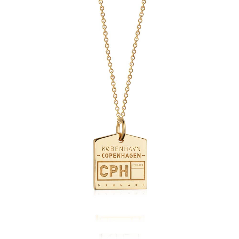 Gold Denmark Charm, CPH Copenhagen Luggage Tag - JET SET CANDY  (1720185487418)