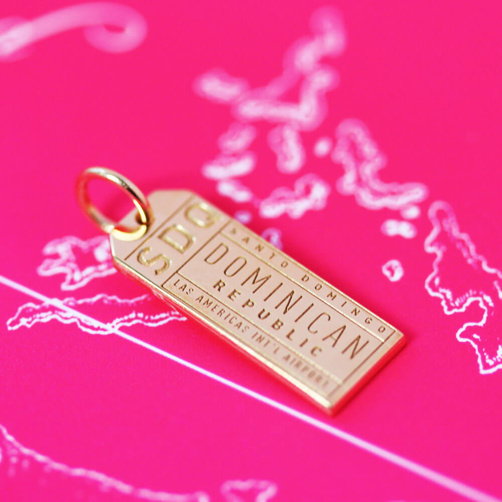 Gold Travel Charm, SDQ Santo Domingo Luggage Tag - JET SET CANDY  (1720194236474)
