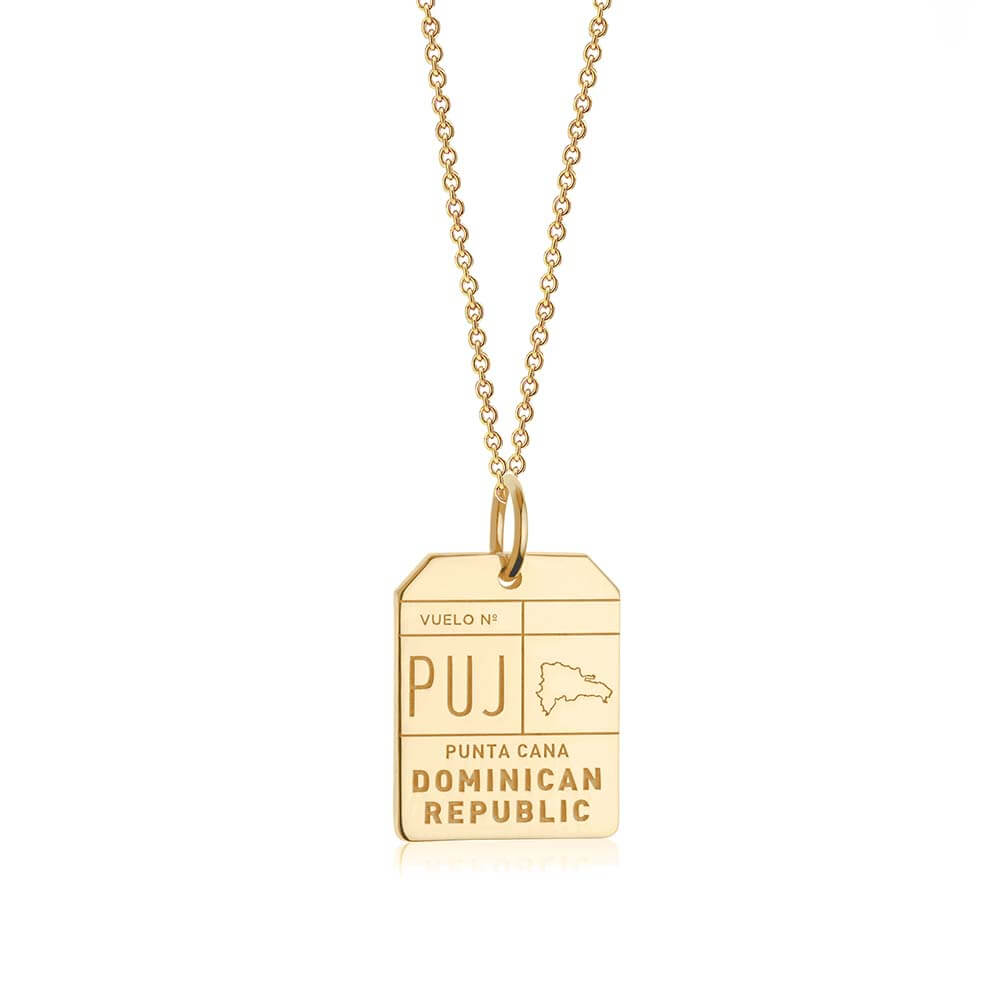 Solid Gold PUJ Punta Cana, DR Luggage Tag Charm (6546653348024)