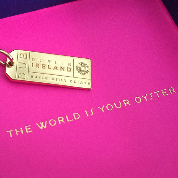Gold Vermeil Ireland Charm, DUB Dublin Luggage Tag - JET SET CANDY  (1720194859066)