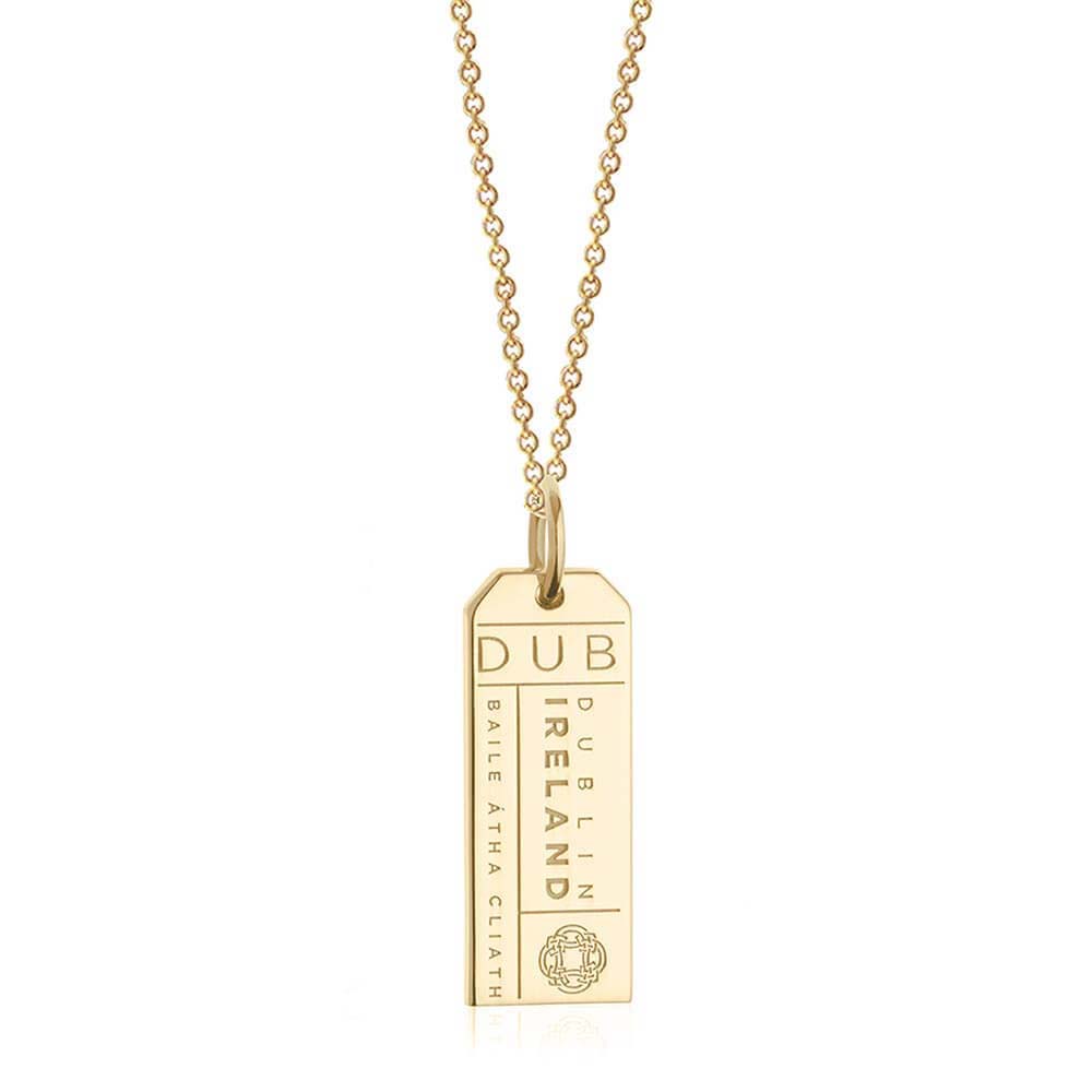 Gold Vermeil Ireland Charm, DUB Dublin Luggage Tag - JET SET CANDY  (1720194859066)