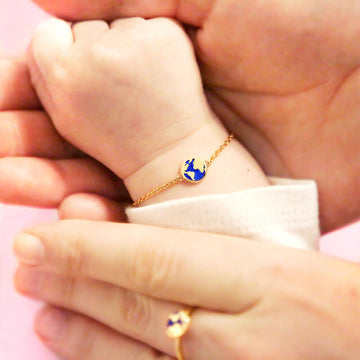 Solid Gold Mom & Baby Globe Bracelet Bundle