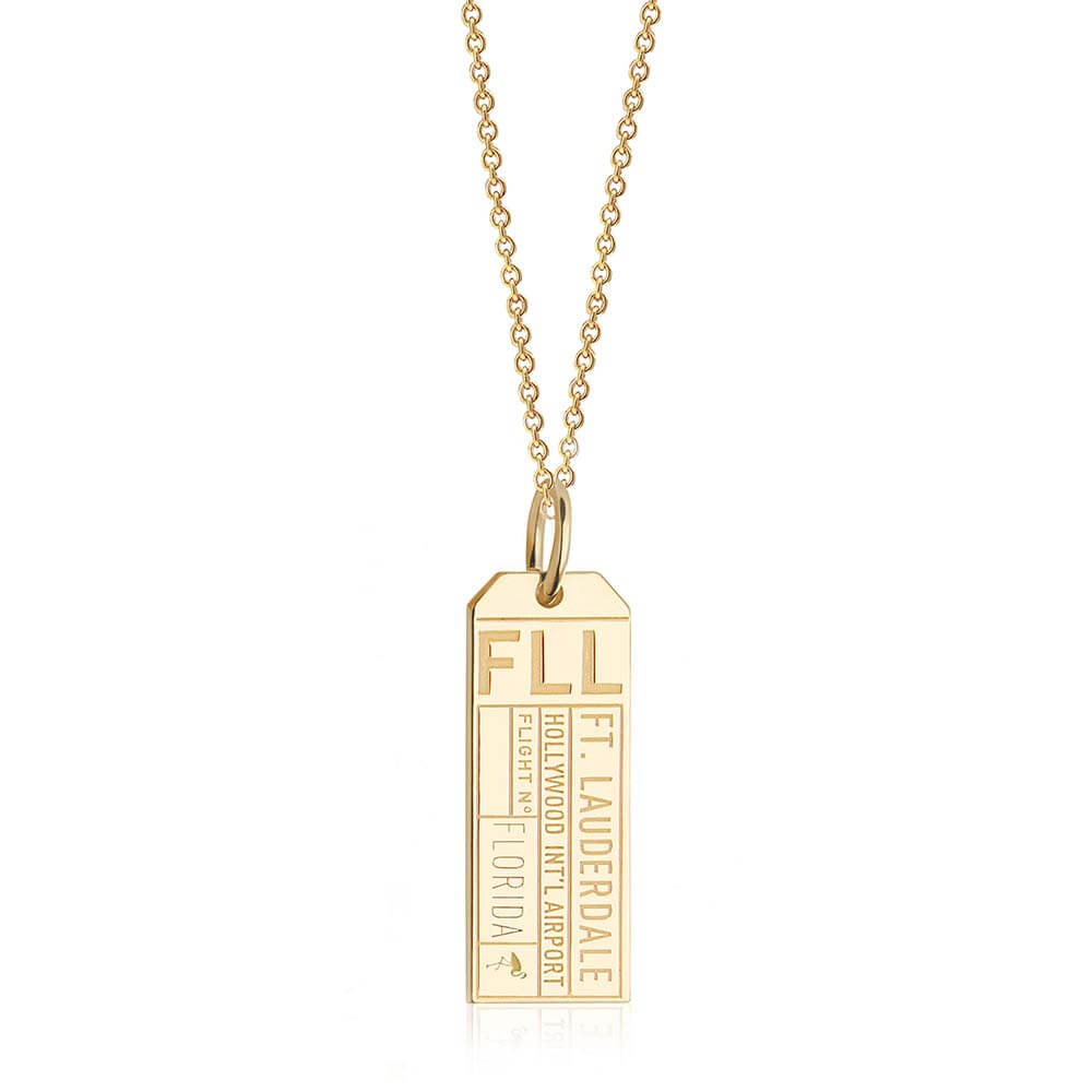 Gold USA Charm, FLL Fort Lauderdale Luggage Tag - JET SET CANDY  (2457703448634)