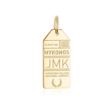Mykonos Greece JMK Luggage Tag Charm Gold